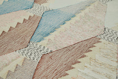 Scrap Beige Geometric Cotton Wool Handmade Area Rug 8'2'' x 11'11''