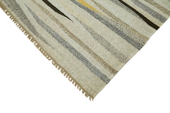 Kendir Beige Geometric Hemp Handmade Rug 8'1'' x 11'11''