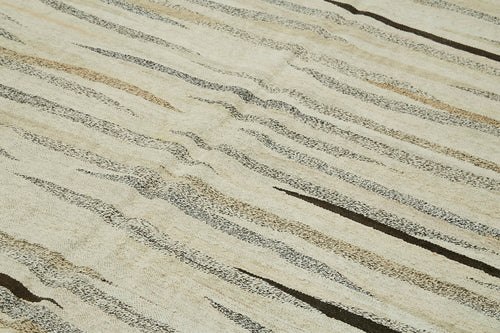 Kendir Beige Geometric Hemp Handmade Rug 8'1'' x 11'11''