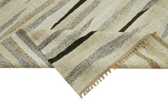 Kendir Beige Geometric Hemp Handmade Rug 8'1'' x 11'11''