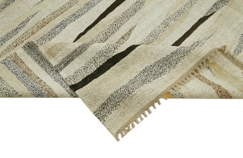 Kendir Beige Geometric Hemp Handmade Rug 8'1'' x 11'11''