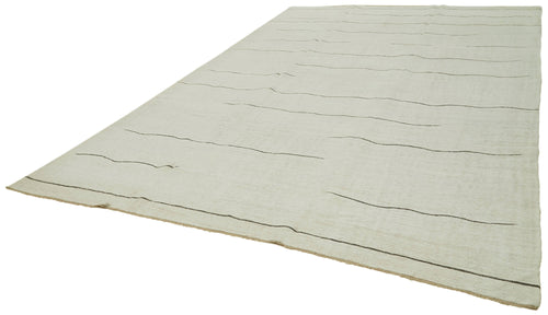 Kendir Beige Geometric Hemp Handmade Rug 9'3'' x 13'7''