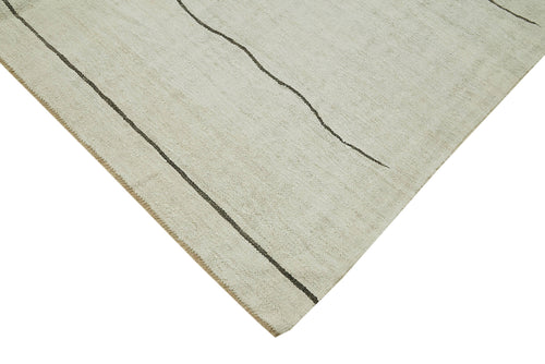 Kendir Beige Geometric Hemp Handmade Rug 9'3'' x 13'7''