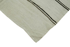 Kendir White Geometric Hemp Handmade Rug 5'5'' x 12'2''