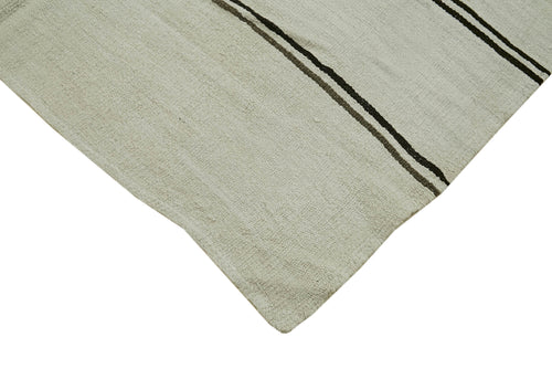 Kendir White Geometric Hemp Handmade Rug 5'5'' x 12'2''