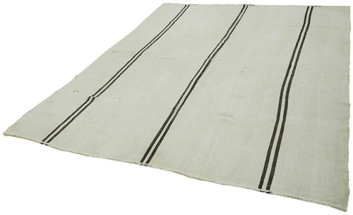 Kendir White Geometric Hemp Handmade Rug 6'11'' x 8'8''
