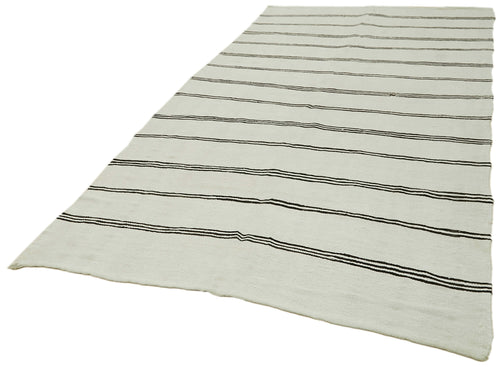 Kendir White Geometric Hemp Handmade Rug 5'10'' x 11'6''
