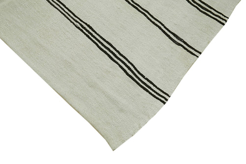 Kendir White Geometric Hemp Handmade Rug 5'10'' x 11'6''