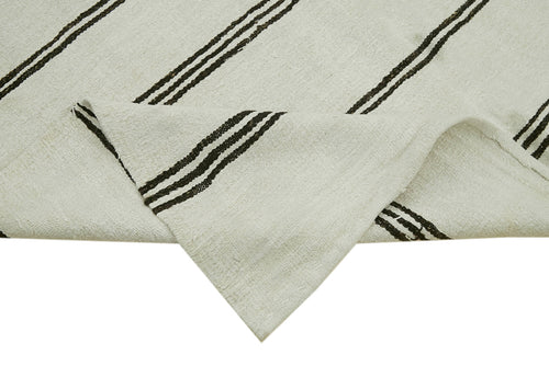 Kendir White Geometric Hemp Handmade Rug 5'10'' x 11'6''