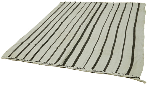 Kendir White Geometric Hemp Handmade Rug 6'7'' x 8'1''