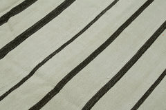 Kendir White Geometric Hemp Handmade Rug 6'7'' x 8'1''