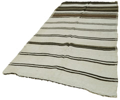 Kendir White Geometric Hemp Handmade Rug 5'1'' x 10'11''