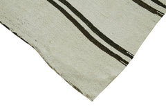 Kendir White Geometric Hemp Handmade Rug 5'1'' x 10'11''
