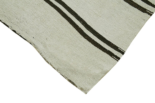 Kendir White Geometric Hemp Handmade Rug 5'1'' x 10'11''