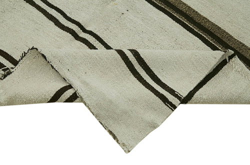 Kendir White Geometric Hemp Handmade Rug 5'1'' x 10'11''