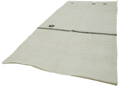 Kendir White Geometric Hemp Handmade Rug 6'1'' x 11'11''