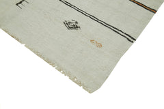 Kendir White Geometric Hemp Handmade Rug 5'10'' x 12'2''