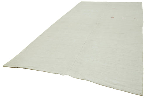 Kendir White Geometric Hemp Handmade Rug 6'5'' x 12'2''