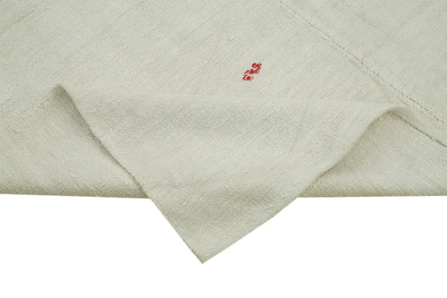 Kendir White Geometric Hemp Handmade Rug 6'5'' x 12'2''