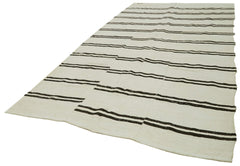 Kendir Beige Geometric Hemp Handmade Rug 6'5'' x 12'8''