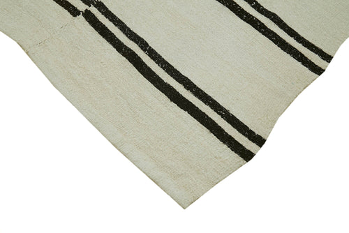 Kendir Beige Geometric Hemp Handmade Rug 6'5'' x 12'8''
