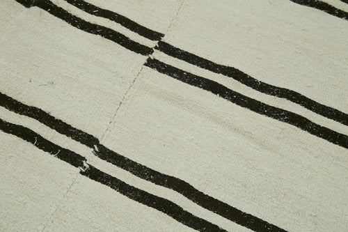 Kendir Beige Geometric Hemp Handmade Rug 6'5'' x 12'8''