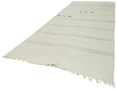 Kendir White Geometric Hemp Handmade Rug 6'9'' x 15'5''
