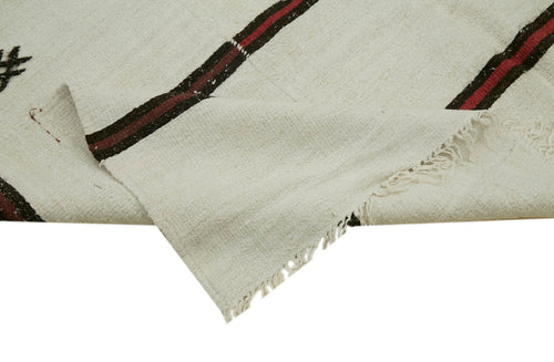 Kendir White Geometric Hemp Handmade Rug 6'6'' x 13'5''