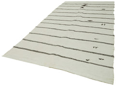 Kendir White Geometric Hemp Handmade Rug 6'0'' x 12'0''