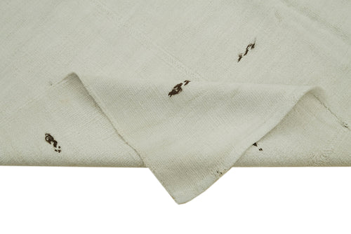 Kendir White Geometric Hemp Handmade Rug 6'2'' x 11'10''