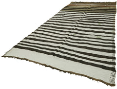 Kendir White Geometric Hemp Handmade Rug 6'11'' x 13'5''