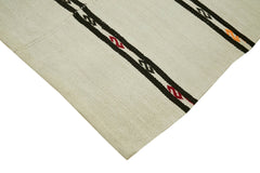 Kendir Beige Geometric Hemp Handmade Rug 6'4'' x 12'4''