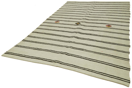 Kendir Beige Geometric Hemp Handmade Rug 6'11'' x 11'6''