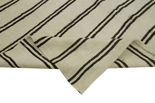 Kendir Beige Geometric Hemp Handmade Rug 6'11'' x 11'6''