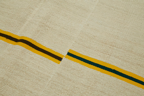 Kendir Beige Geometric Hemp Handmade Rug 5'1'' x 11'6''