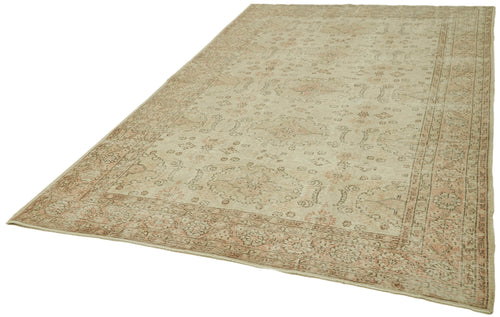 Vintage Beige Vintage Wool Cotton Handmade Rug 6'8'' x 10'7''
