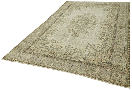 Vintage Beige Vintage Wool Cotton Handmade Rug 6'9'' x 10'10''