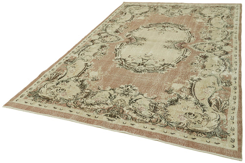 Vintage Beige Vintage Wool Cotton Handmade Rug 6'10'' x 11'1''