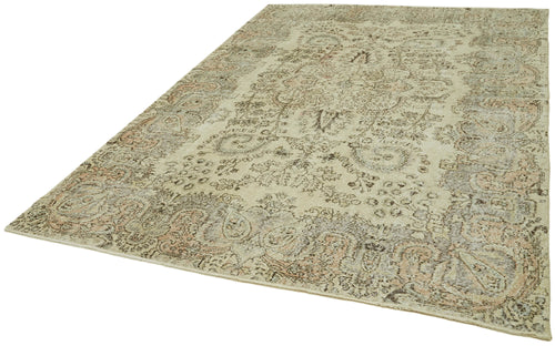 Vintage Beige Vintage Wool Cotton Handmade Rug 7'3'' x 10'10''