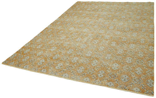 Vintage Orange Vintage Wool Cotton Handmade Rug 6'11'' x 10'4''