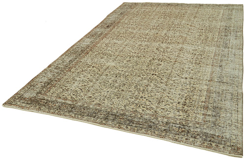 Vintage Beige Vintage Wool Cotton Handmade Rug 6'11'' x 10'2''