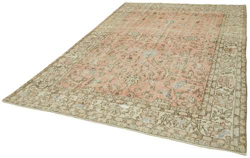 Vintage Beige Vintage Wool Cotton Handmade Rug 7'1'' x 10'2''