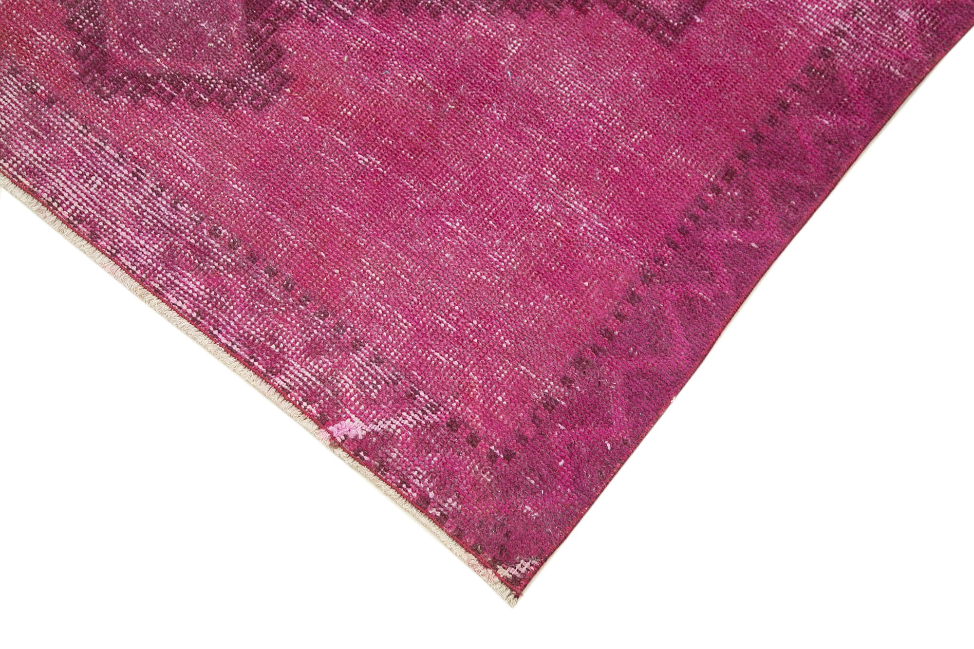 Handmade Vintage Area Rug - Pink Wool Cotton Wool Rug 3'10" x 13'1" Durable Turkish Carpet
