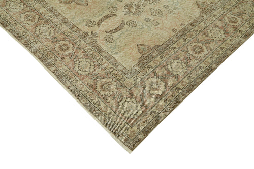 Vintage Beige Vintage Wool Cotton Handmade Rug 6'9'' x 10'4''