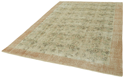 Vintage Beige Vintage Wool Cotton Handmade Rug 6'9'' x 10'4''
