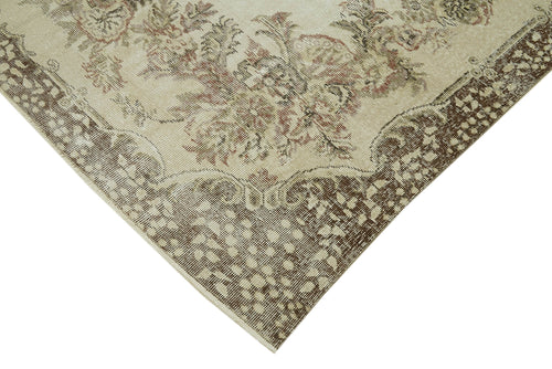 Vintage Beige Vintage Wool Cotton Handmade Rug 6'7'' x 10'6''