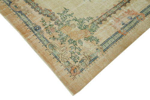 Vintage Beige Vintage Wool Cotton Handmade Rug 6'10'' x 10'1''