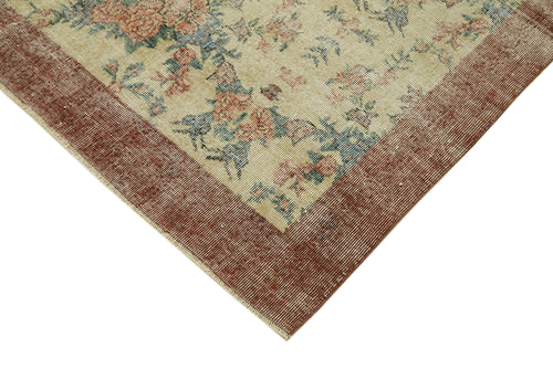 Vintage Beige Vintage Wool Cotton Handmade Rug 6'4'' x 9'8''