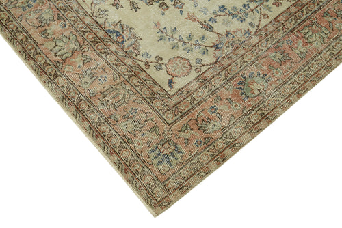 Vintage Beige Vintage Wool Cotton Handmade Rug 6'8'' x 9'3''