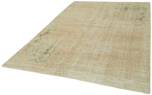 Vintage Beige Vintage Wool Cotton Handmade Rug 6'8'' x 9'9''